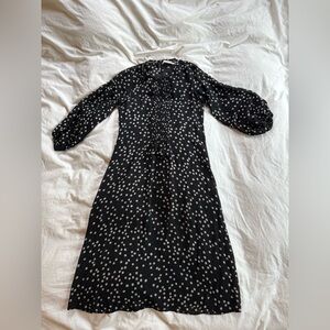 Christy Dawn Black and Cream Floral Long Sleeve Dress